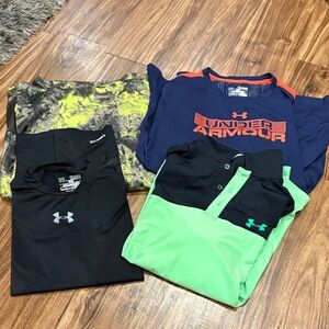 Under Armour Kids' Black, Green, and Blue Tees Youth XL bundle + added polo